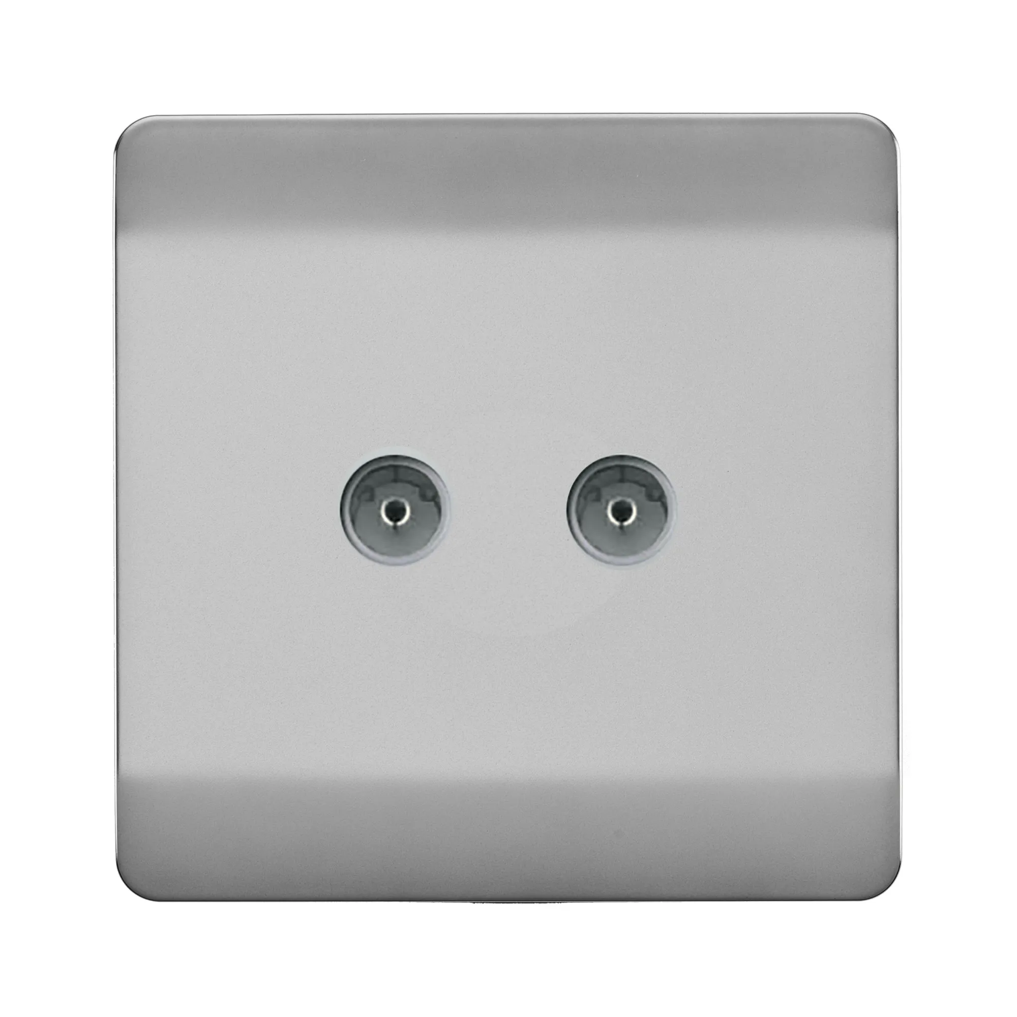 Twin TV Co-Axial Outlet Brushed Steel